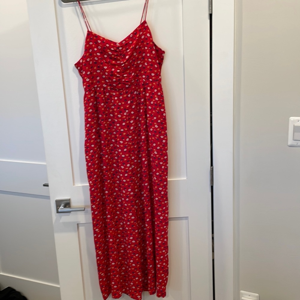 Madewell Red Floral Jumpsuit